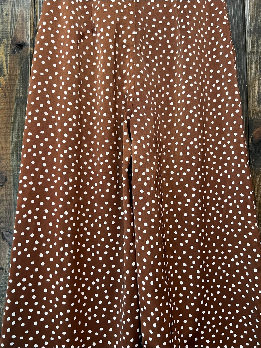 Urban Outfitters Brown Polka Dot Wide Leg Pants XS Satin High Rise Cropped Boho - Picture 8 of 11